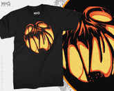 Halloween Pumpkin T-shirt, Spooky Jack-O Lantern Horror Face Vintage Graphic Tee For Men Women, Matching Family Gift Top For Halloween